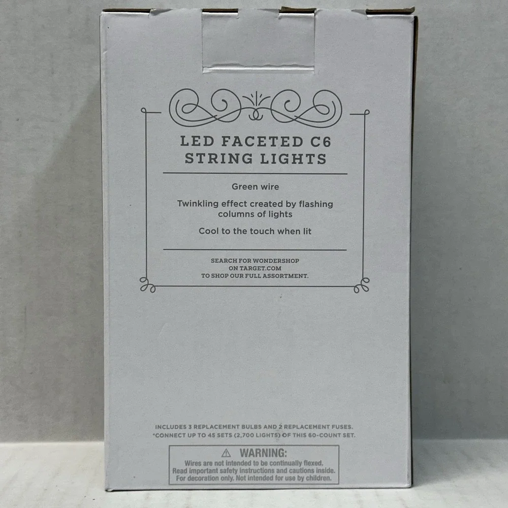 Wonder Shop Warm White 60CT LED C6 String End to End Lights Indoor Outdoor 19'8